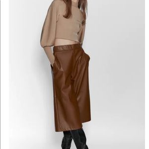 Zara Faux Leather Bermuda Shorts Culottes